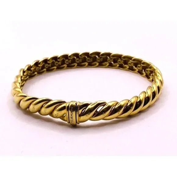 David Yurman Sculpted 18K Yellow Gold  Bracelet 8mm Wide - Picture 2 of 13